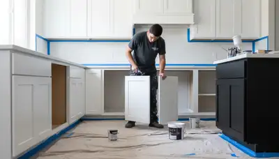 Professional cabinet painting in Highland Park IL kitchen by local house painters for lasting beauty