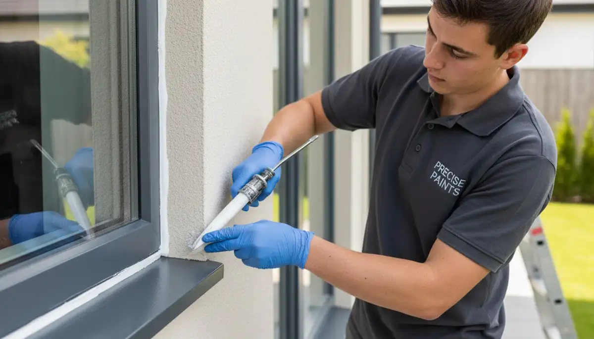 Professional exterior caulking and sealing on Highland Park IL home for weather protection