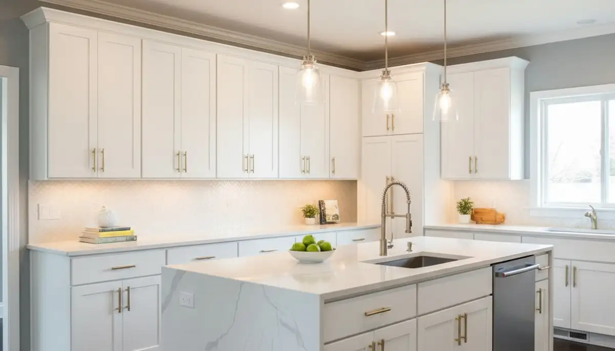 Refinished kitchen cabinets with smooth, durable finish by painting experts in Highland Park, IL
