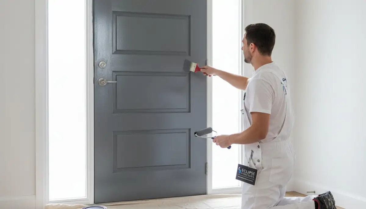 Professional door painting in Highland Park, IL showcasing durable exterior finish by local painters