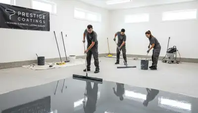 Professional epoxy floor coating in Highland Park IL garage by local painting contractors