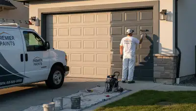 Professional garage door painting in Highland Park, IL enhancing home curb appeal and durability
