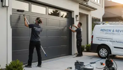 Professional garage door painting in Highland Park, IL by local house painters for lasting curb appeal