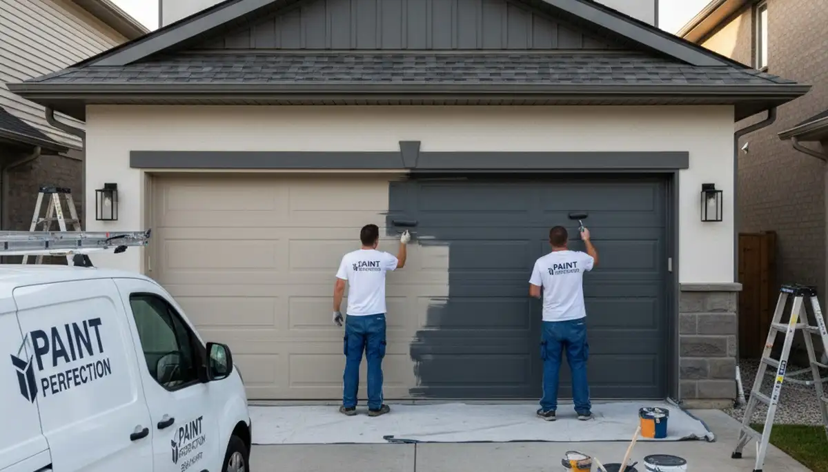 Professional garage door painting in Highland Park IL with durable, weather-resistant finishes