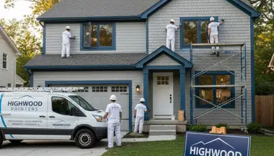 Professional house painters in Highland Park IL finishing exterior home painting project