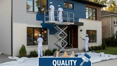 Professional house painters working on exterior home repaint in Highland Park, IL