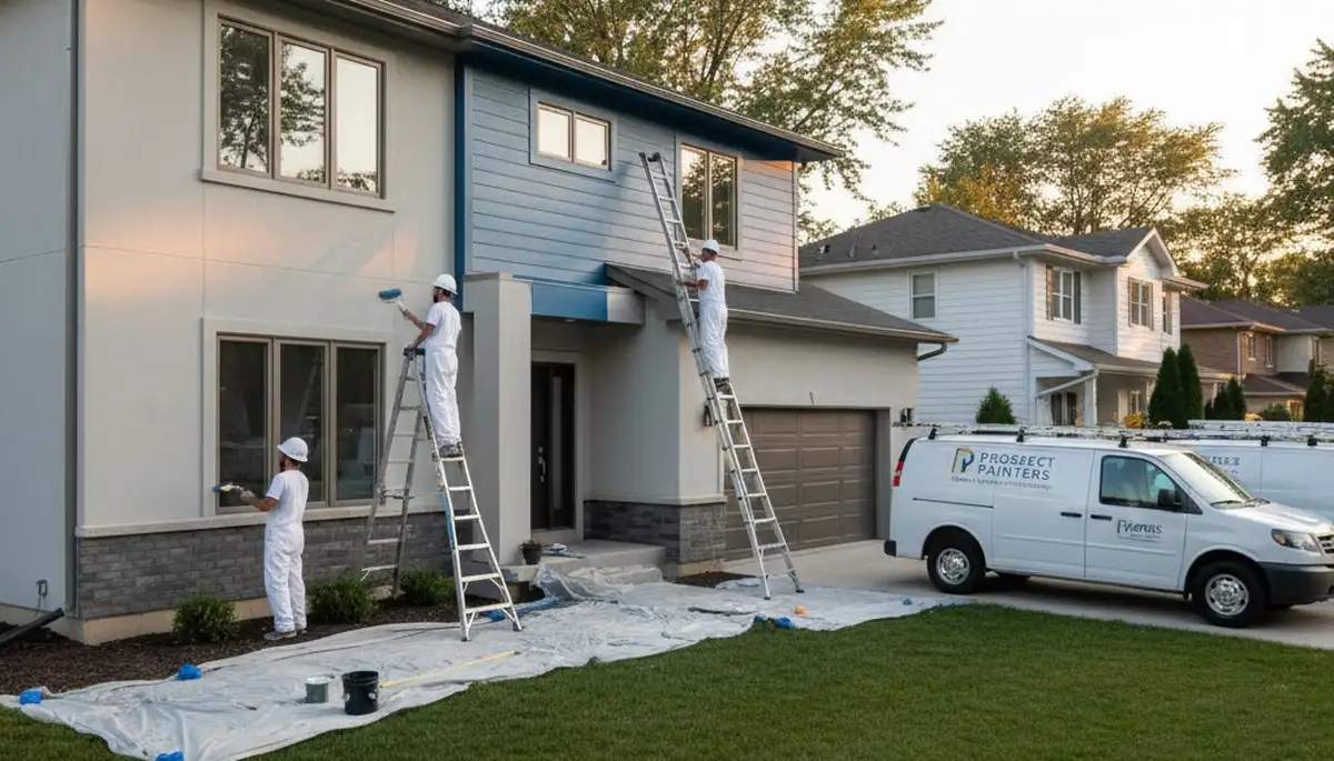 Professional house painters enhancing home exterior in Highland Park IL