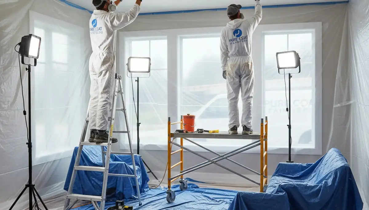 Professional popcorn ceiling removal by house painters in Highland Park, IL interior home renovation