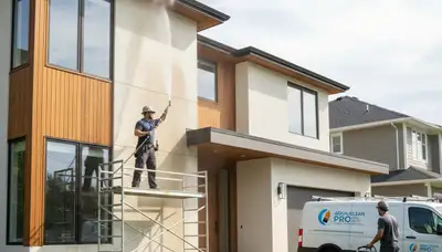 Professional pressure cleaning on home exterior in Highland Park, IL by expert painting contractors