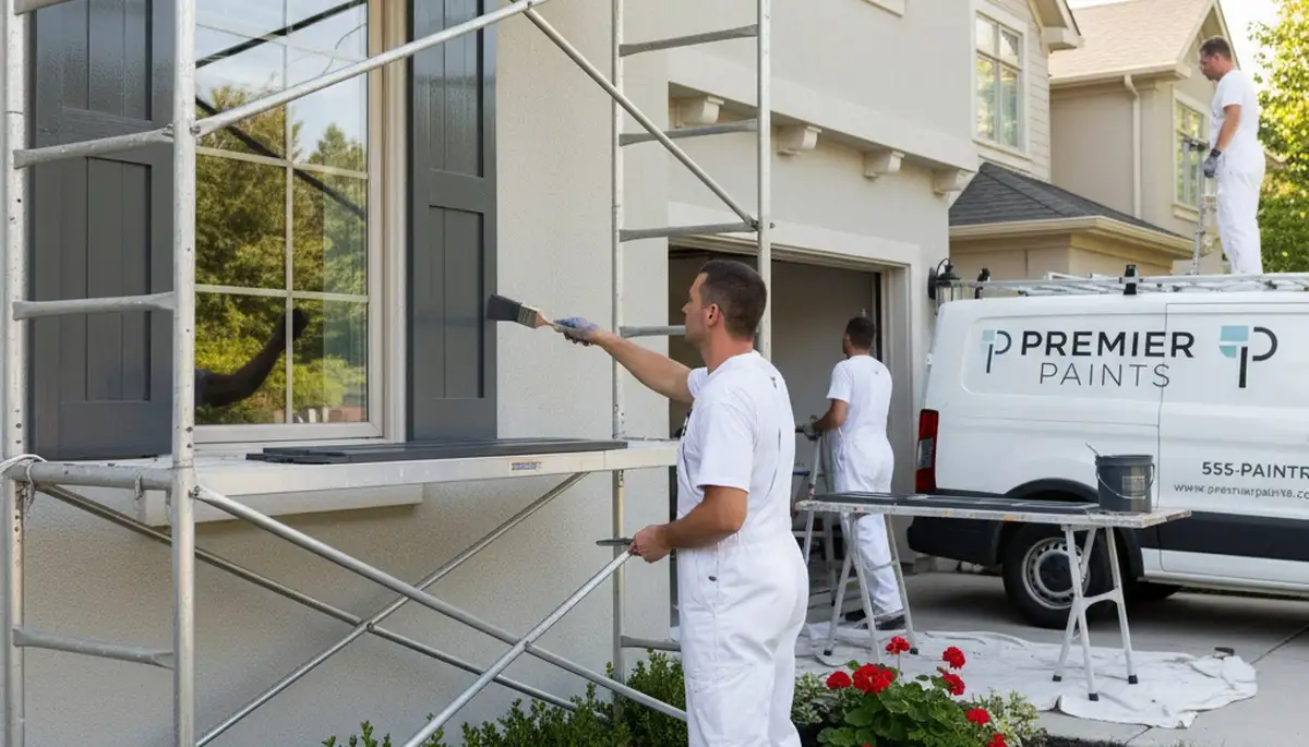 Professional shutter painting on a Highland Park IL home exterior for durable, weather-resistant finish