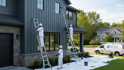 Professional siding painters improving home exterior in Highland Park, IL with durable paint finish
