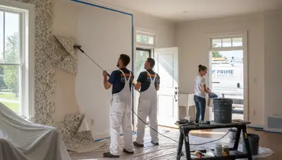 Professional wallpaper removal in Highland Park, IL home by expert painting contractors