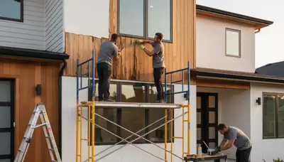 Wood rot repair and exterior painting on Highland Park, IL home trim and siding by local professionals